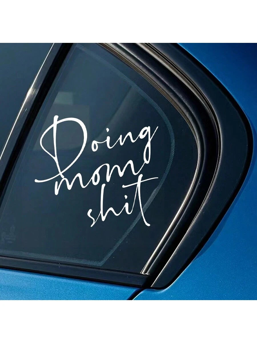 1pc "Doing Mom " Car Exterior Decoration Stickers, Car Warning Stickers