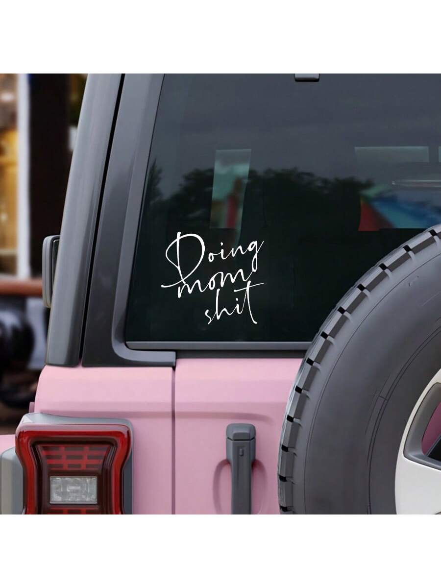 1pc "Doing Mom " Car Exterior Decoration Stickers, Car Warning Stickers