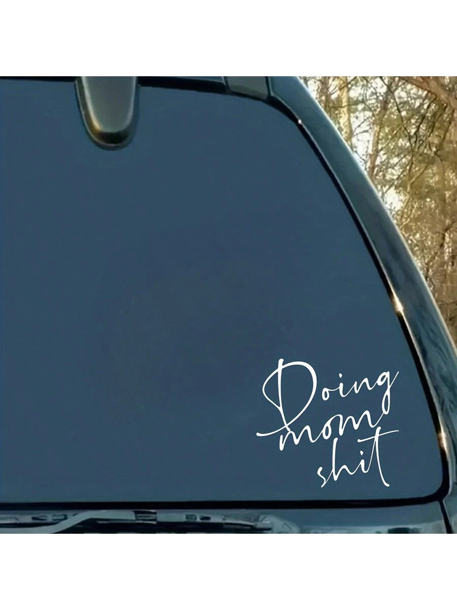 1pc "Doing Mom " Car Exterior Decoration Stickers, Car Warning Stickers