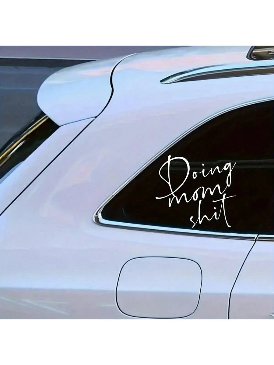 1pc "Doing Mom " Car Exterior Decoration Stickers, Car Warning Stickers