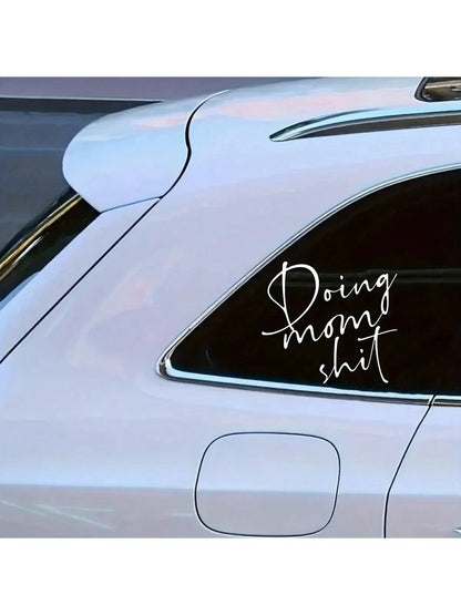 1pc "Doing Mom " Car Exterior Decoration Stickers, Car Warning Stickers