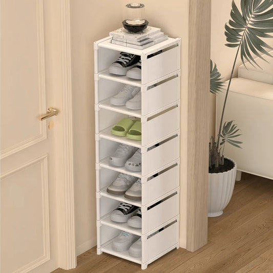 1pc Dust-Proof Single-Row Multi-Tier Shoe Rack, Entryway Furniture Shoe Organizers,Easy To Assemble And Move, Suitable For Entryway, Closet, Living Room, Bedroom