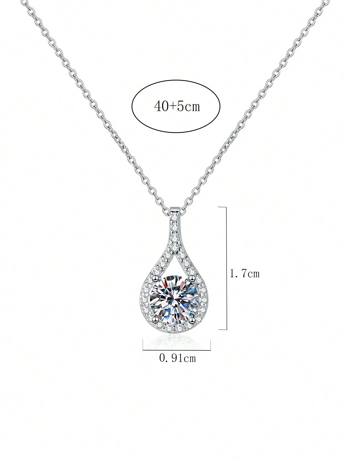 1pc Elegant And Luxurious 925 Silver 1 Carat Moissanite Diamond Necklace, Suitable For Women's Daily Wear, Work, Party, And Jewelry Gift