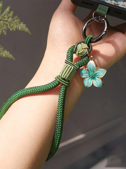 1pc Elegant Floral Handmade Lanyard, Short Phone Strap, Wristlet, Keychain, USB Holder