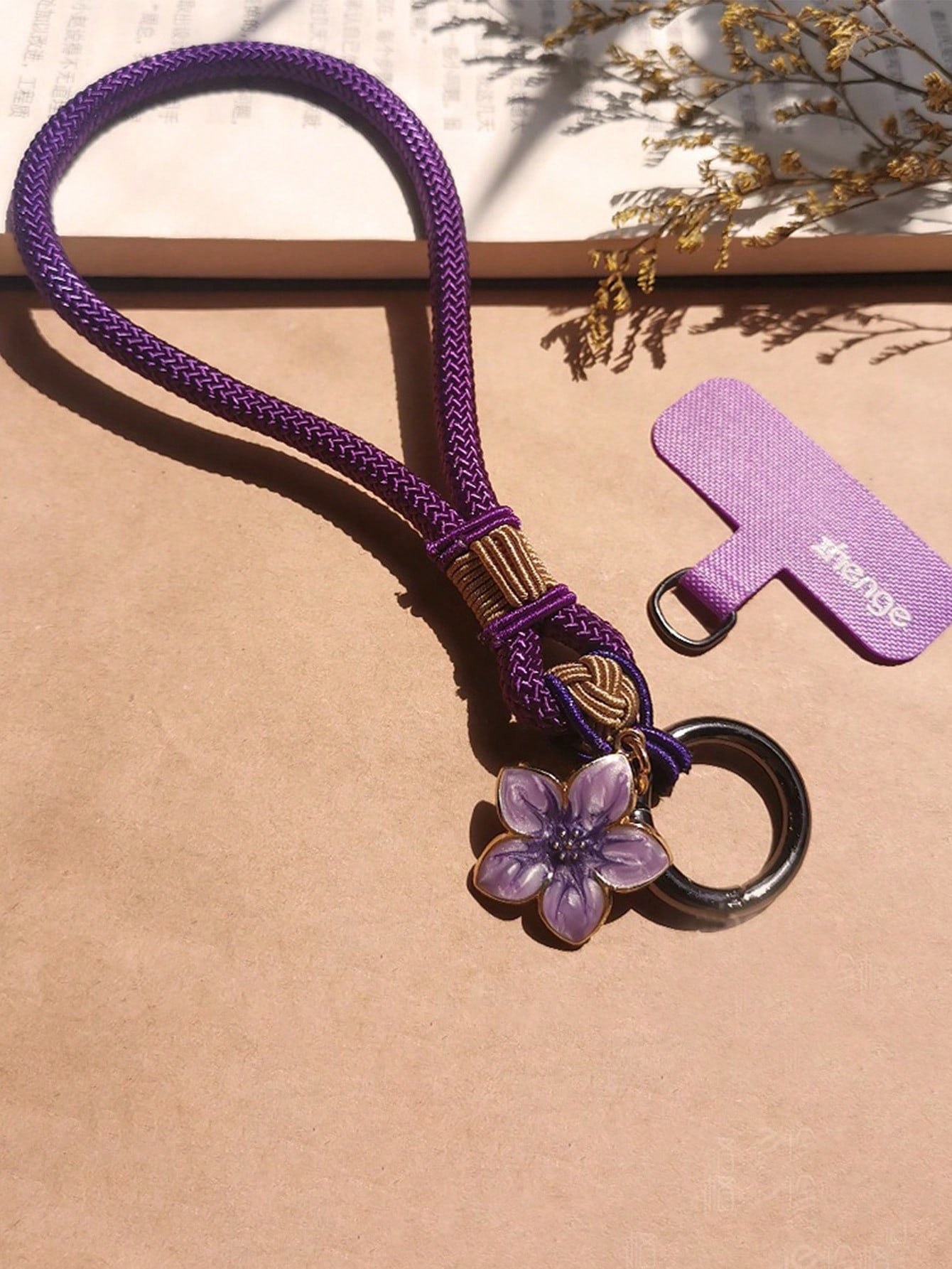 1pc Elegant Floral Handmade Lanyard, Short Phone Strap, Wristlet, Keychain, USB Holder