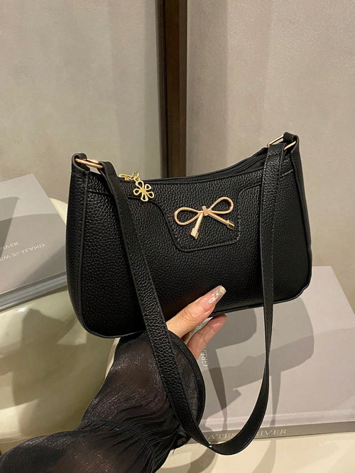 1pc Elegant Women's Crescent Shoulder Bag- Casual Chic Faux Leather Underarm Bag, Polyester Lining, Solid Color Zipper Handbag, Suitable For Various Occasions, Dating, Travel, Gift For Girlfriend, Va