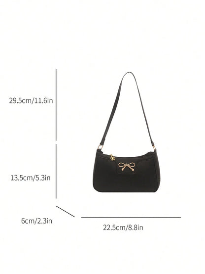 1pc Elegant Women's Crescent Shoulder Bag- Casual Chic Faux Leather Underarm Bag, Polyester Lining, Solid Color Zipper Handbag, Suitable For Various Occasions, Dating, Travel, Gift For Girlfriend, Va