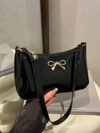 1pc Elegant Women's Crescent Shoulder Bag- Casual Chic Faux Leather Underarm Bag, Polyester Lining, Solid Color Zipper Handbag, Suitable For Various Occasions, Dating, Travel, Gift For Girlfriend, Va