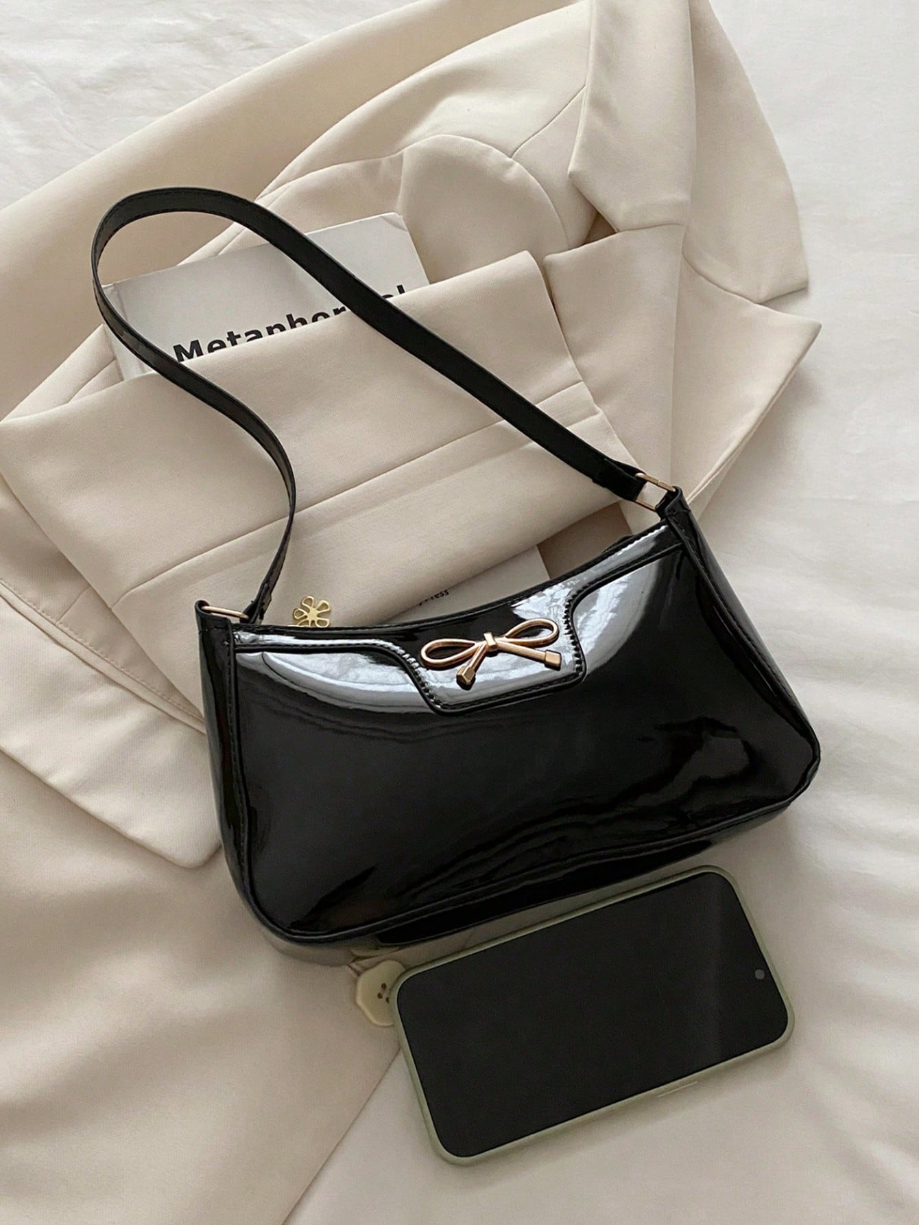1pc Elegant Women's Crescent Shoulder Bag- Casual Chic Faux Leather Underarm Bag, Polyester Lining, Solid Color Zipper Handbag, Suitable For Various Occasions, Dating, Travel, Gift For Girlfriend, Va