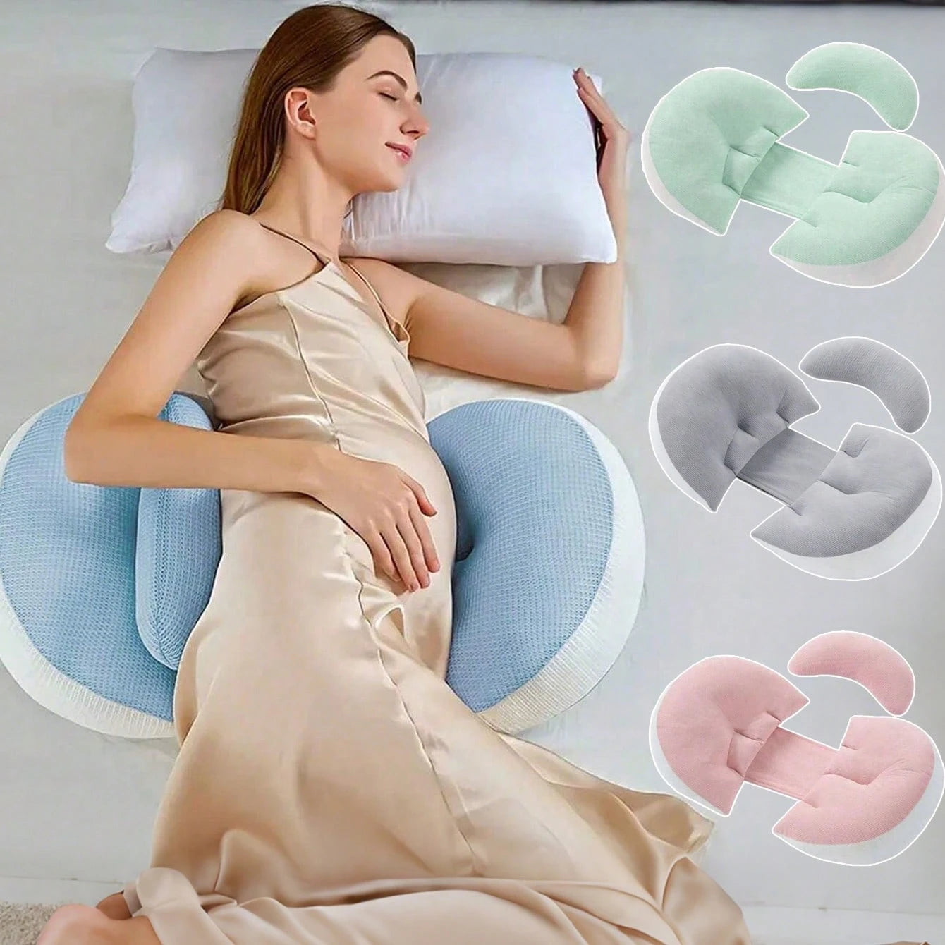 1pc Ergonomic Pregnancy Side Sleeper Pillow- Provides Full Body Support For Back, Abdomen, Hips And Waist- Adjustable Maternity Pillow, Comfortable Fit