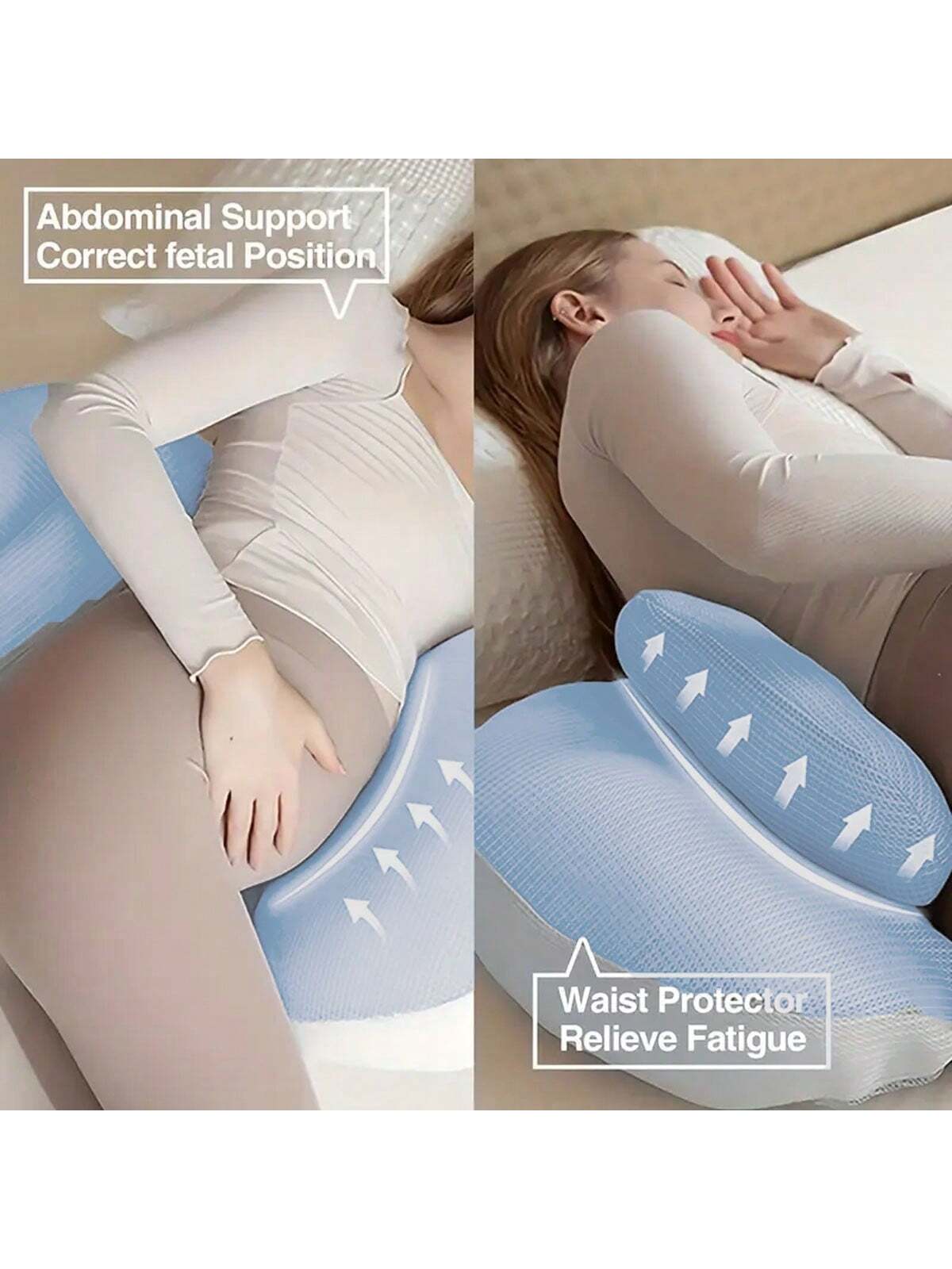 1pc Ergonomic Pregnancy Side Sleeper Pillow- Provides Full Body Support For Back, Abdomen, Hips And Waist- Adjustable Maternity Pillow, Comfortable Fit