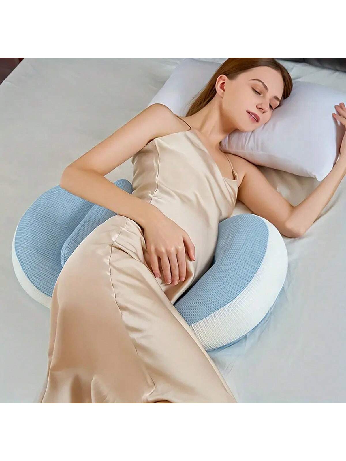 1pc Ergonomic Pregnancy Side Sleeper Pillow- Provides Full Body Support For Back, Abdomen, Hips And Waist- Adjustable Maternity Pillow, Comfortable Fit