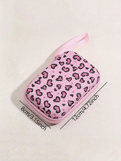 1pc EVA Fashion Cute Floral Print Handheld Digital Accessories Storage Bag Suitable For Cables Earphones Chargers And Other Digital Accessories Portable Protective Case Leopard Print Cheetah Print Cha