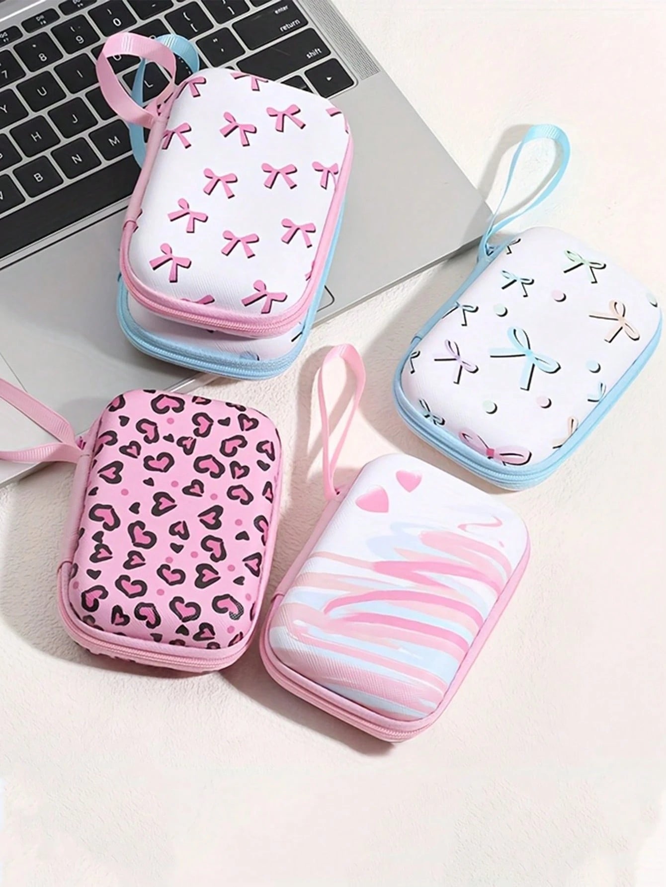 1pc EVA Fashion Cute Floral Print Handheld Digital Accessories Storage Bag Suitable For Cables Earphones Chargers And Other Digital Accessories Portable Protective Case Leopard Print Cheetah Print Cha