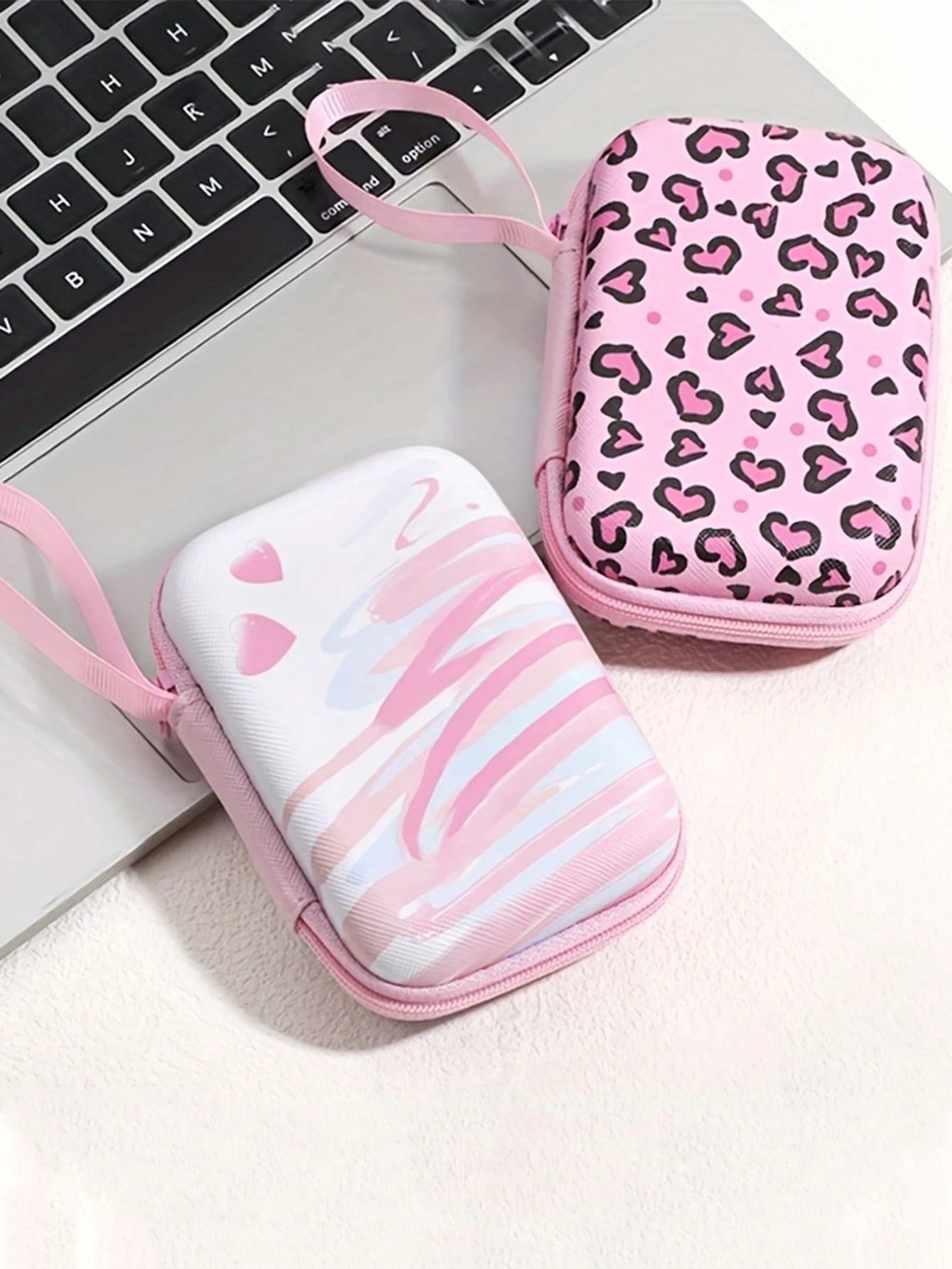 1pc EVA Fashion Cute Floral Print Handheld Digital Accessories Storage Bag Suitable For Cables Earphones Chargers And Other Digital Accessories Portable Protective Case Leopard Print Cheetah Print Cha