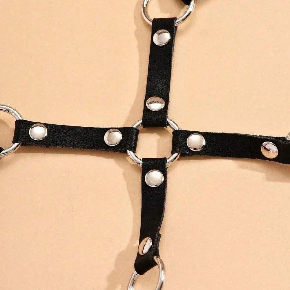 1pc Exaggerated European And American Style Detachable Leather Sexy Garter Belt, Fashion Adjustable Suspender Leg Strap Leg Decor