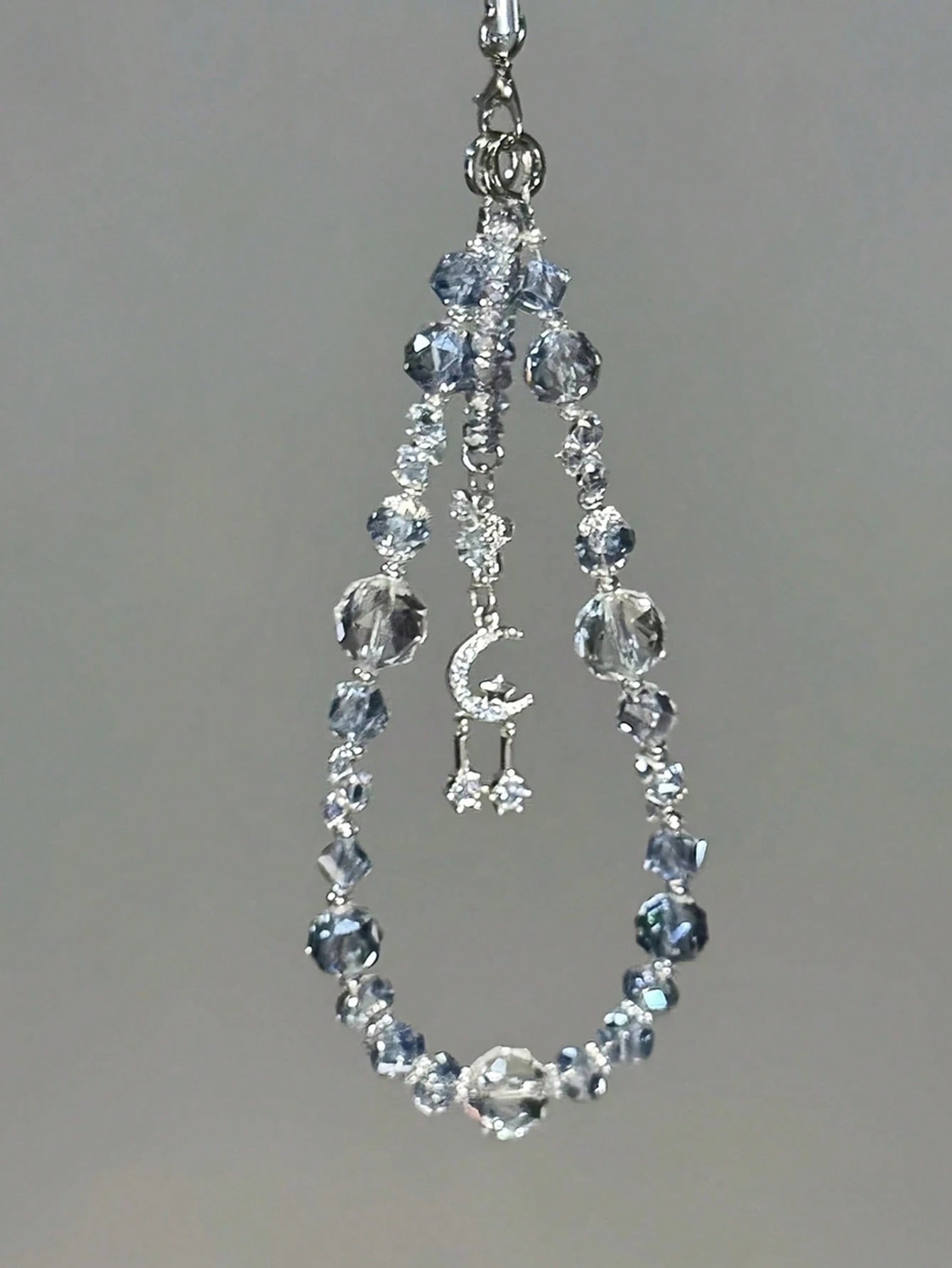 1pc Extra Large Ice Crystal Bead Phone Lanyard- Shiny Fairy Style Phone Charm, Transparent Glossy Luxury Multifunctional Phone Accessory, Suitable For Most Smartphones