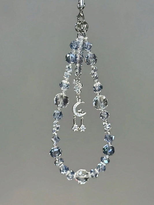 1pc Extra Large Ice Crystal Bead Phone Lanyard- Shiny Fairy Style Phone Charm, Transparent Glossy Luxury Multifunctional Phone Accessory, Suitable For Most Smartphones