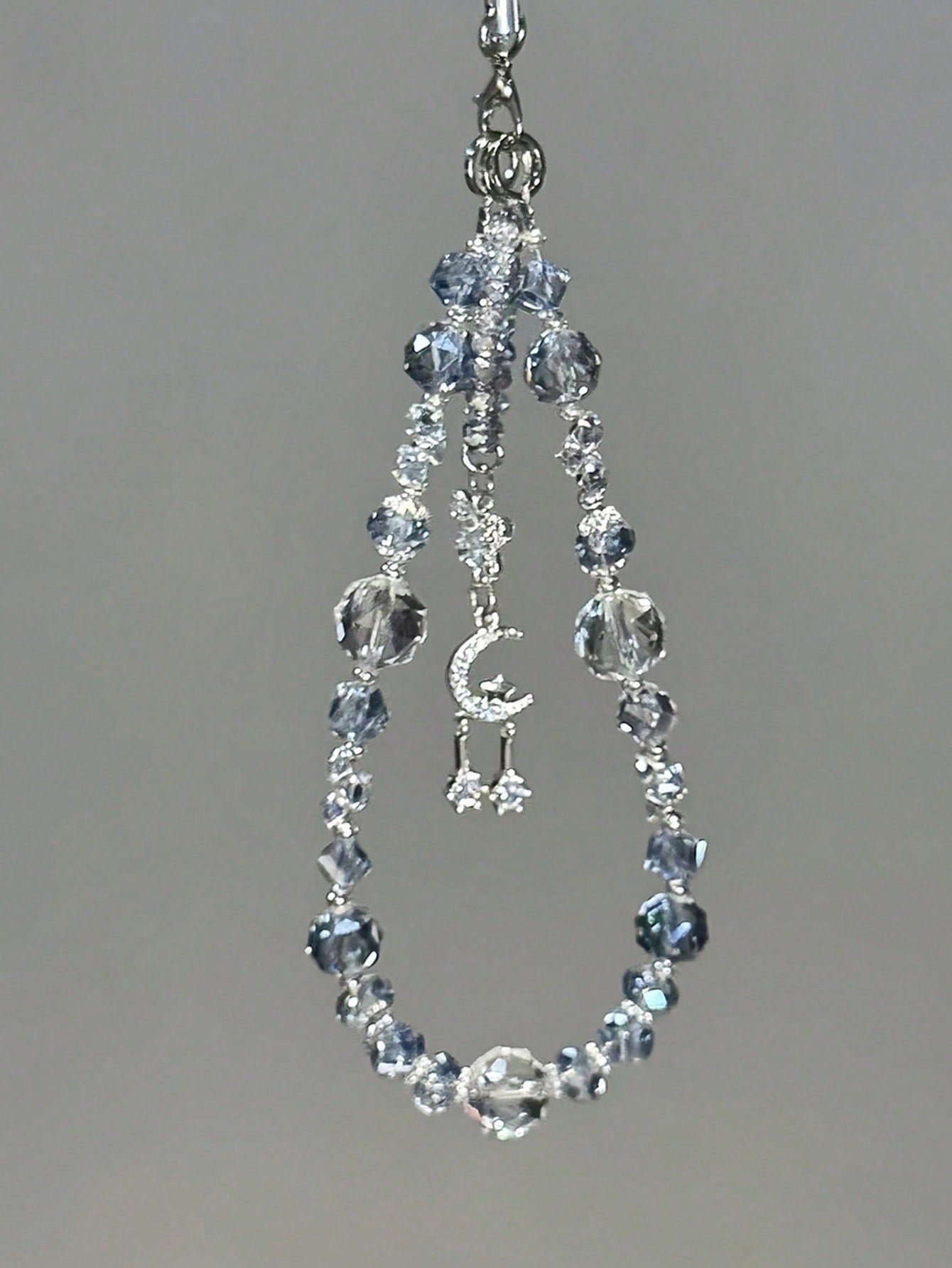 1pc Extra Large Ice Crystal Bead Phone Lanyard- Shiny Fairy Style Phone Charm, Transparent Glossy Luxury Multifunctional Phone Accessory, Suitable For Most Smartphones