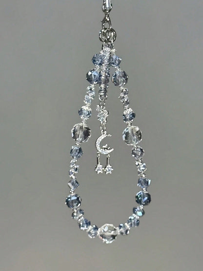 1pc Extra Large Ice Crystal Bead Phone Lanyard- Shiny Fairy Style Phone Charm, Transparent Glossy Luxury Multifunctional Phone Accessory, Suitable For Most Smartphones