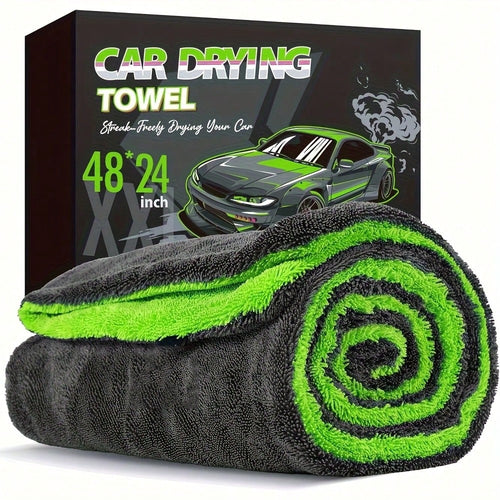1pc Extra Thick Microfiber Car Wash Towel, Available In Small/Medium/Large Sizes: 30*30cm/40*40cm/40*60cm/50*80cm/60*90cm/60*120cm, 1200 GSM, Double-Sided Design, Super Absorbent & Quick Drying, Scrat