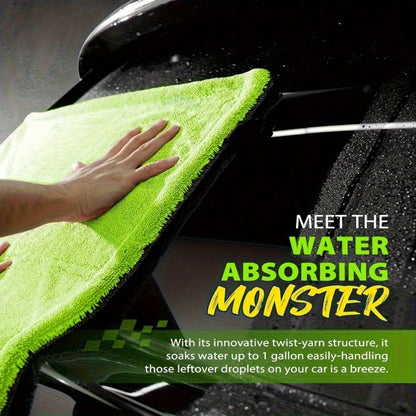 1pc Extra Thick Microfiber Car Wash Towel, Available In Small/Medium/Large Sizes: 30*30cm/40*40cm/40*60cm/50*80cm/60*90cm/60*120cm, 1200 GSM, Double-Sided Design, Super Absorbent & Quick Drying, Scrat