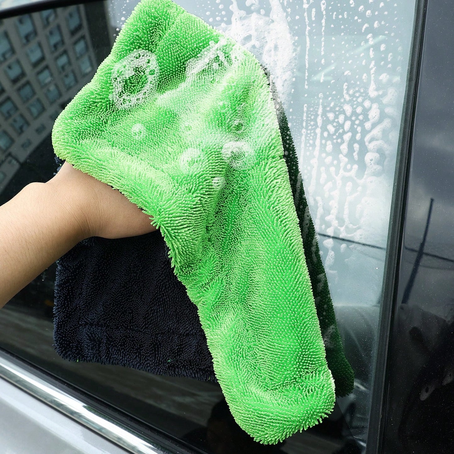1pc Extra Thick Microfiber Car Wash Towel, Available In Small/Medium/Large Sizes: 30*30cm/40*40cm/40*60cm/50*80cm/60*90cm/60*120cm, 1200 GSM, Double-Sided Design, Super Absorbent & Quick Drying, Scrat
