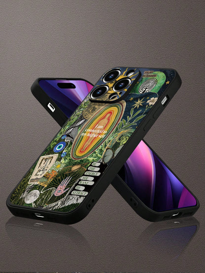 1pc Fashion Creative Personalized Spiritual Collage Style 2D Pattern Phone Case, For IPhone17/16/15/14/13/12/11 PLUS/PRO/PROMAX And Other Models, With Shockproof, Waterproof, Full Coverage Anti-Slip A