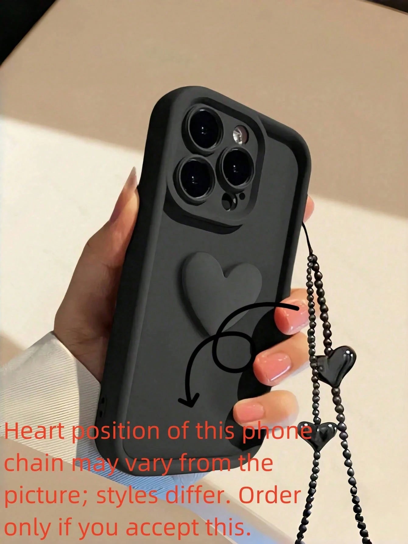 1pc Fashionable Black Heart Phone Case, Shockproof, Anti-Slip And Scratch-Resistant, Compatible With Apple 17 Pro Max, All Series Apple 17/16/15/14/13/12/11, S20-S25 Series. Perfect Gift For Valentine