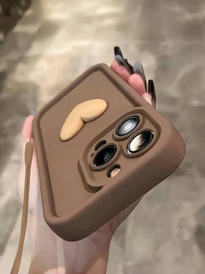 1pc Fashionable Black Heart Phone Case, Shockproof, Anti-Slip And Scratch-Resistant, Compatible With Apple 17 Pro Max, All Series Apple 17/16/15/14/13/12/11, S20-S25 Series. Perfect Gift For Valentine