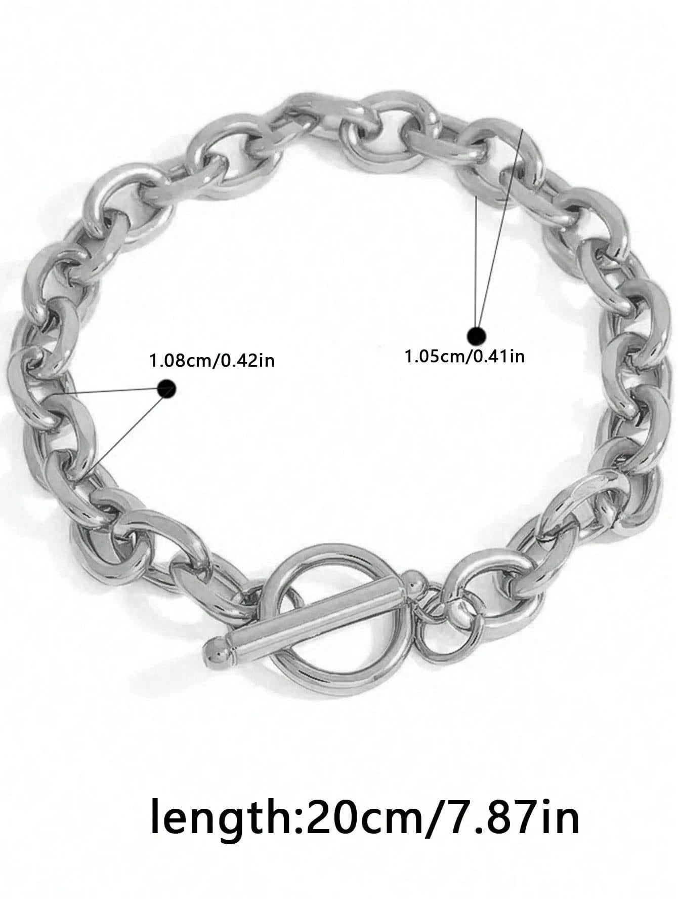 1pc Fashionable Hip-Hop Stainless Steel O-Ring OT Clasp Chunky Bracelet, Minimalist Men's Stainless Steel Bracelet Suitable For Daily Wear