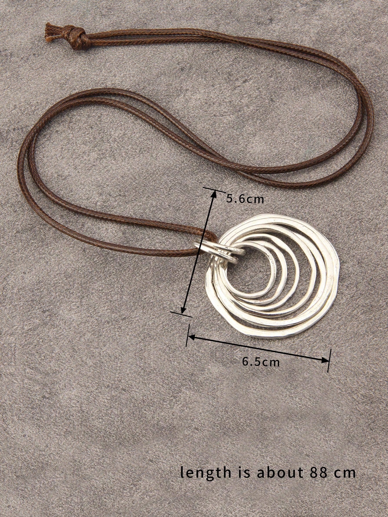 1pc Fashionable Minimalist 7 Layered Asymmetrical Flat Circle Alloy Pendant Long Chain Necklace For Women