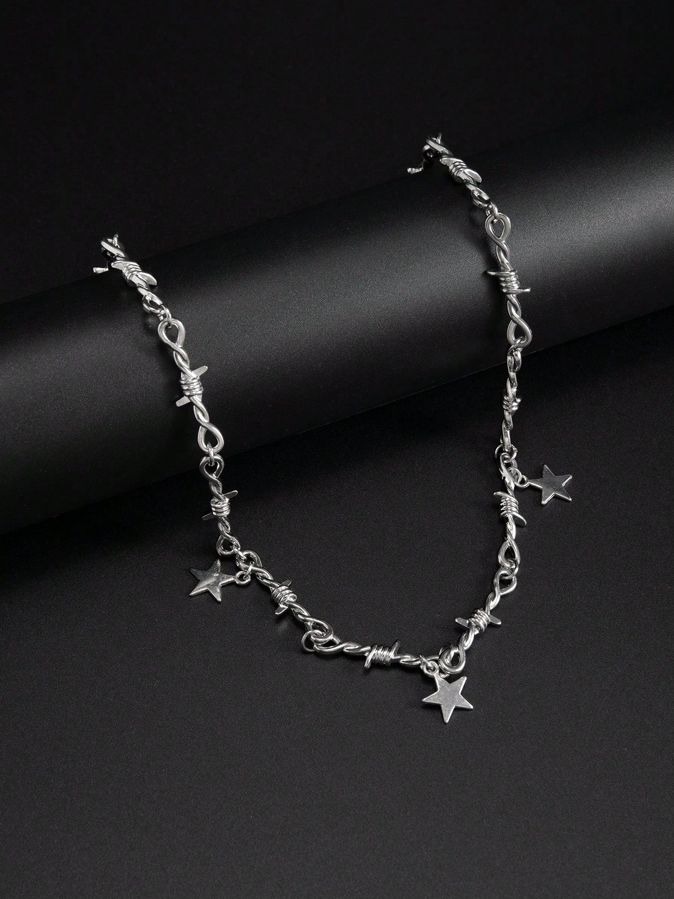 1pc Fashionable Punk Star Pendant Twist Chain Necklace For Men, Daily/Party Wear