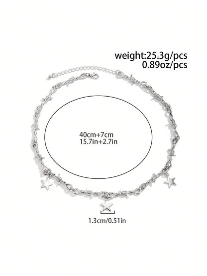 1pc Fashionable Punk Star Pendant Twist Chain Necklace For Men, Daily/Party Wear