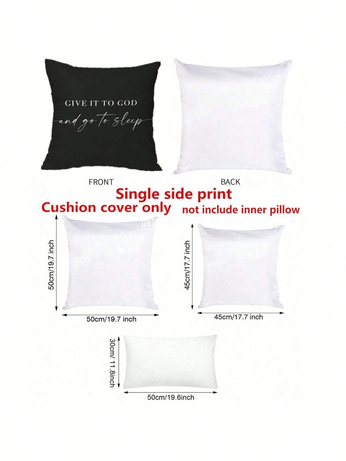 1PC Give It To God And Go To Sleep Words Pattern Pillows Covers,Throw Pillow Covers For Bed,Decorative Bed Pillowcase For Bedroom Room Without Core,Single Side Print,(No Inner Pillow)