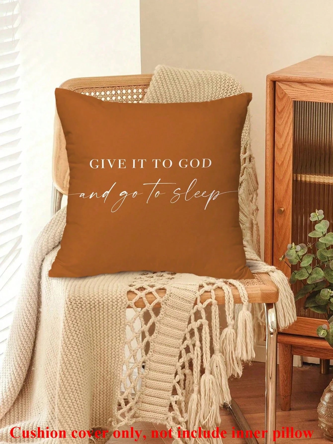 1PC Give It To God And Go To Sleep Words Pattern Pillows Covers,Throw Pillow Covers For Bed,Decorative Bed Pillowcase For Bedroom Room Without Core,Single Side Print,(No Inner Pillow)