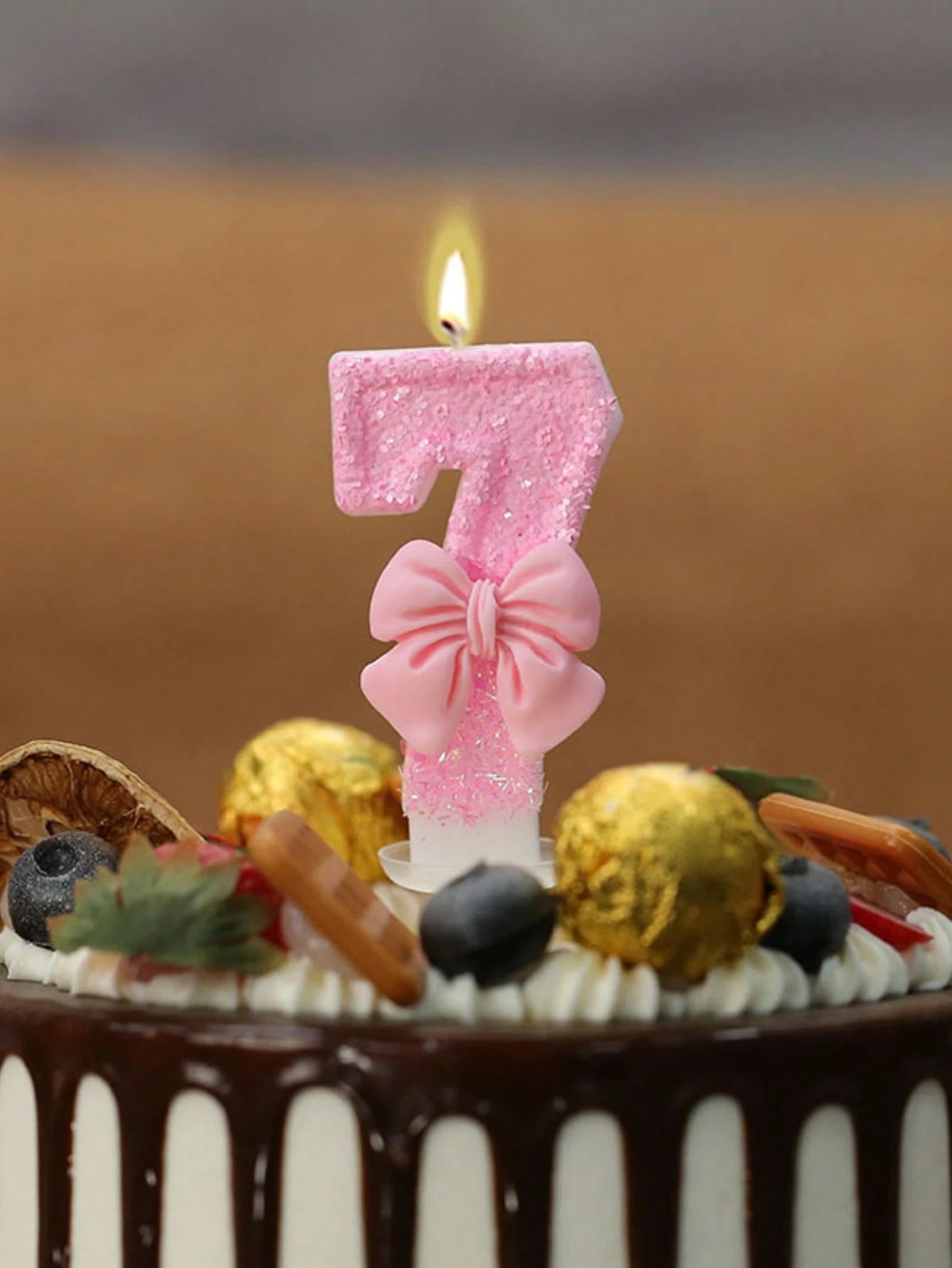 1pc Glitter Pink Bowknot Birthday Candle Birthday Number Candle 0-9 With Pink Bow Decoration Cake Topper Set For Birthday Celebration Graduation Anniversary Party DIY Back To School Valentine's Day An
