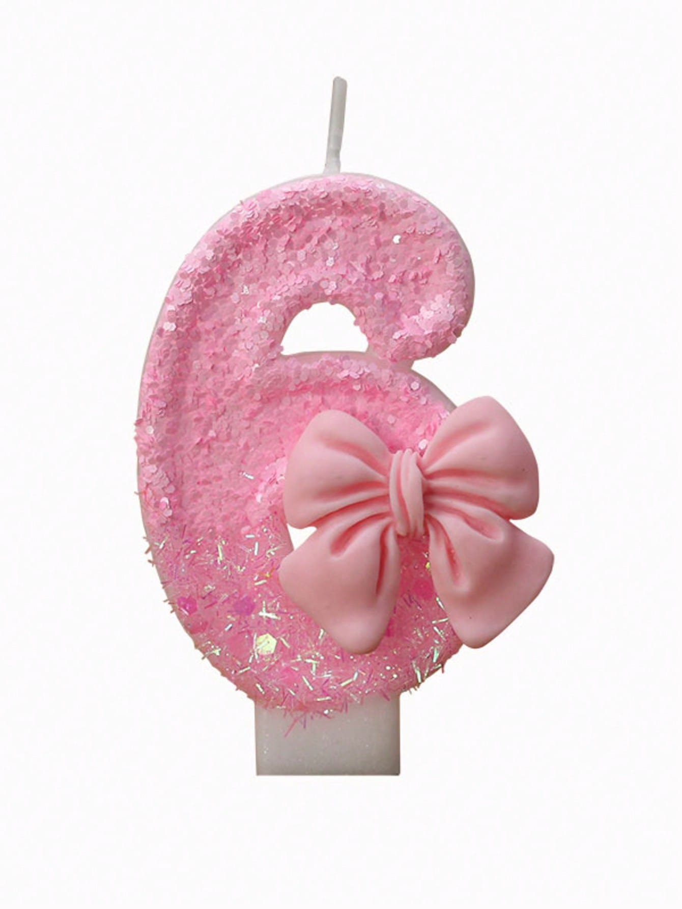 1pc Glitter Pink Bowknot Birthday Candle Birthday Number Candle 0-9 With Pink Bow Decoration Cake Topper Set For Birthday Celebration Graduation Anniversary Party DIY Back To School Valentine's Day An
