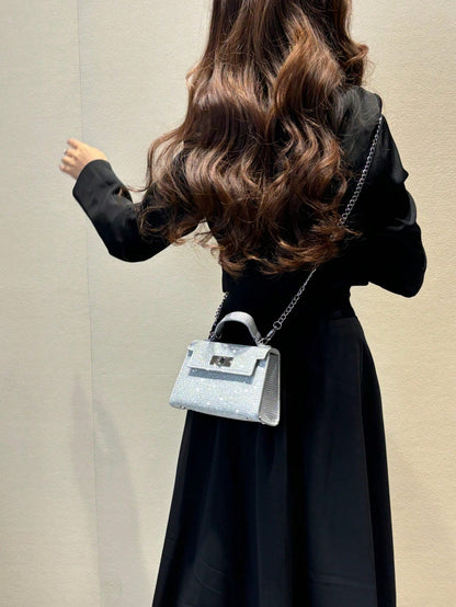 1pc Glossy PU Material Women's Handbag, European And American Fashion Sparkling Chain Strap Shoulder Bag, Suitable For Party And Daily Use