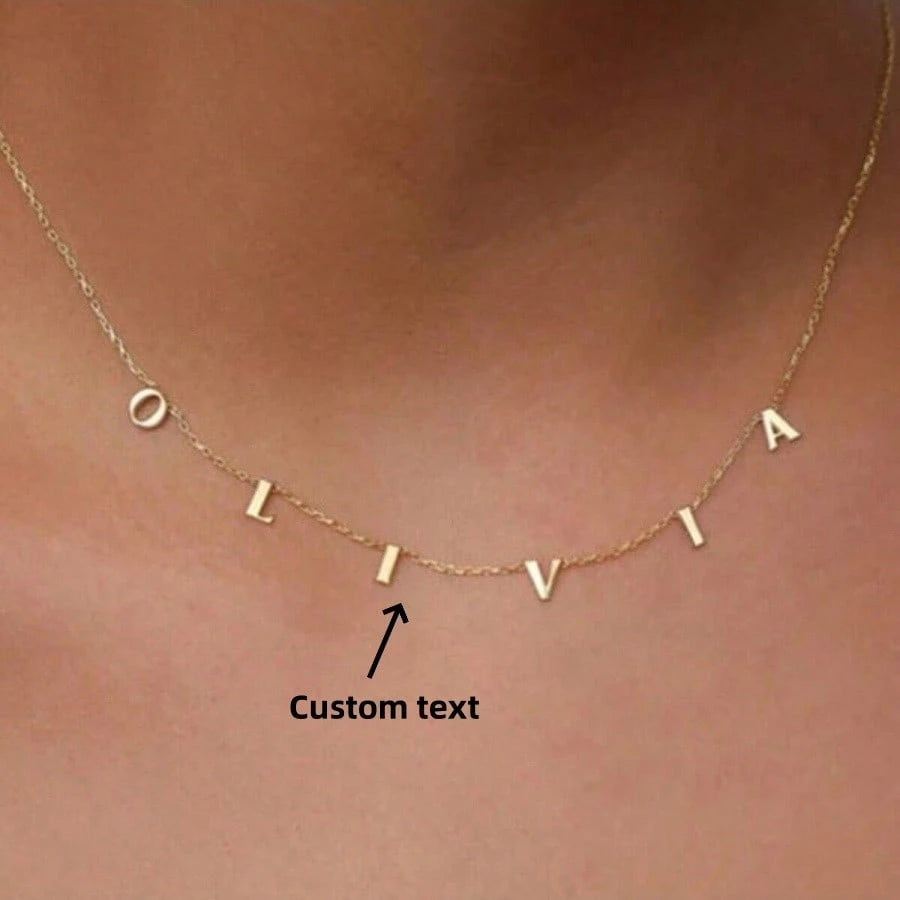 1pc Gold Silver Women's Personalized Letter Necklace Simple Choker Chain Custom Name Pendant Girl Gift Mom Stainless Steel Gold Plated English Letter Retro Fashion Hip Hop Sweet Cool (English Letter C