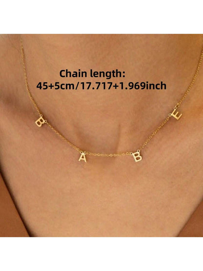 1pc Gold Silver Women's Personalized Letter Necklace Simple Choker Chain Custom Name Pendant Girl Gift Mom Stainless Steel Gold Plated English Letter Retro Fashion Hip Hop Sweet Cool (English Letter C