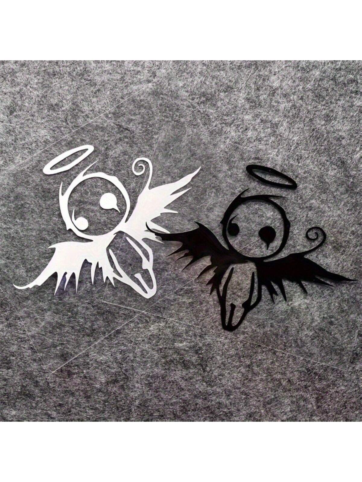 1pc Gothic Angel & Fallen Angel Car Sticker, Semi-Glossy PVC Material, Elegant Vehicle Decal For Personalization