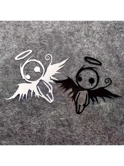 1pc Gothic Angel & Fallen Angel Car Sticker, Semi-Glossy PVC Material, Elegant Vehicle Decal For Personalization