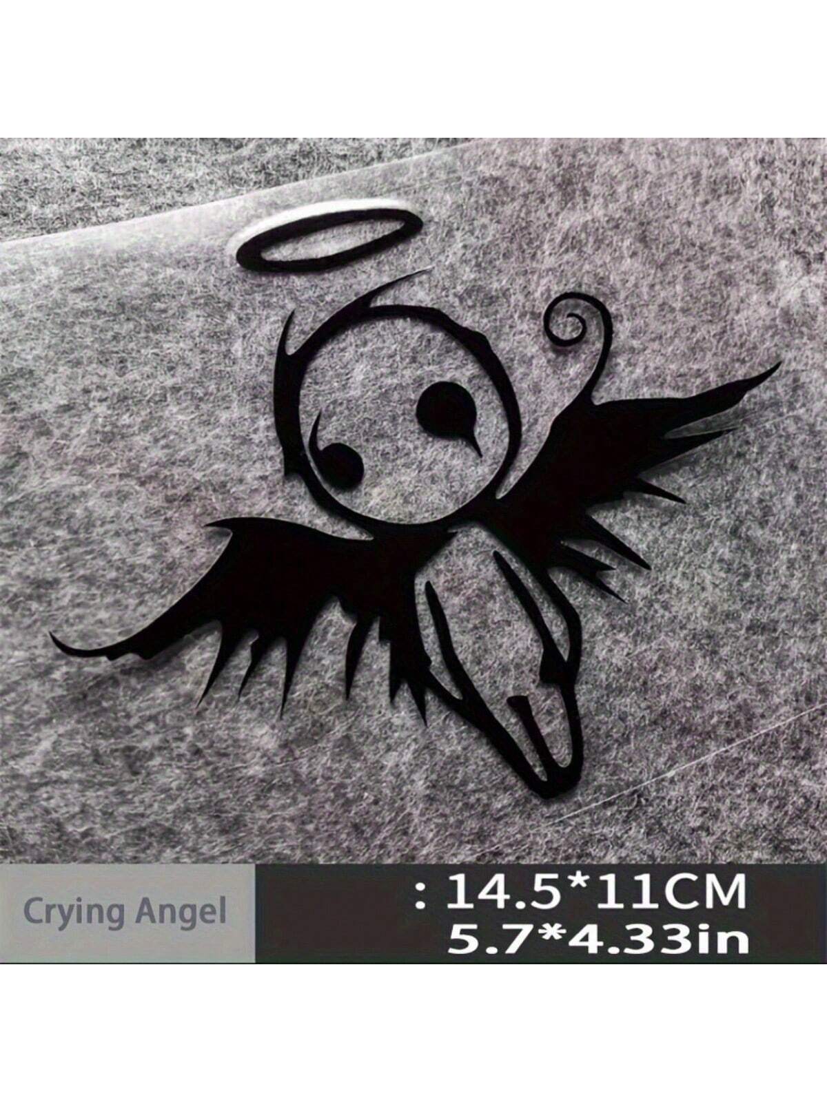 1pc Gothic Angel & Fallen Angel Car Sticker, Semi-Glossy PVC Material, Elegant Vehicle Decal For Personalization