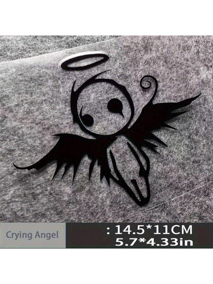 1pc Gothic Angel & Fallen Angel Car Sticker, Semi-Glossy PVC Material, Elegant Vehicle Decal For Personalization