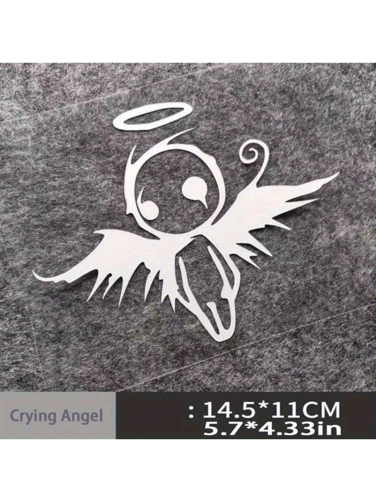 1pc Gothic Angel & Fallen Angel Car Sticker, Semi-Glossy PVC Material, Elegant Vehicle Decal For Personalization