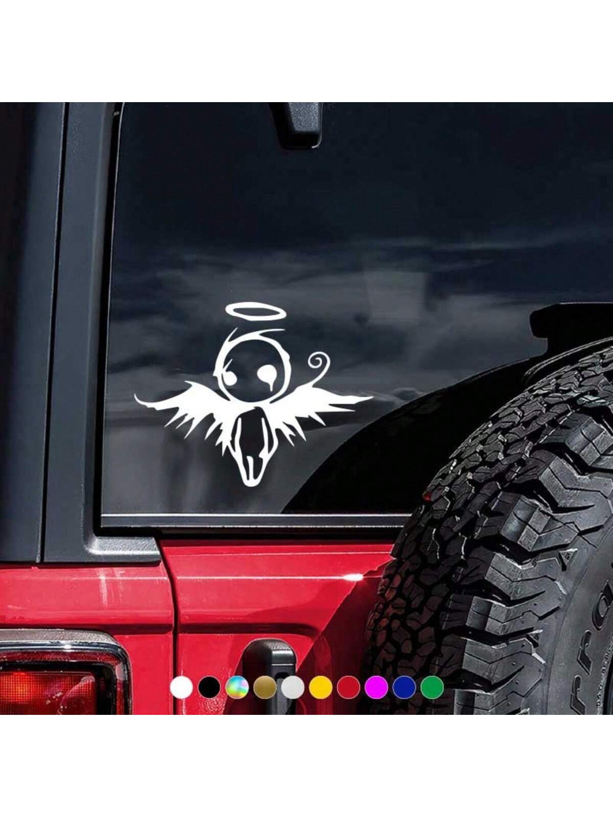 1pc Gothic Angel & Fallen Angel Car Sticker, Semi-Glossy PVC Material, Elegant Vehicle Decal For Personalization