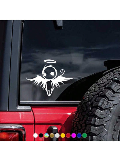 1pc Gothic Angel & Fallen Angel Car Sticker, Semi-Glossy PVC Material, Elegant Vehicle Decal For Personalization