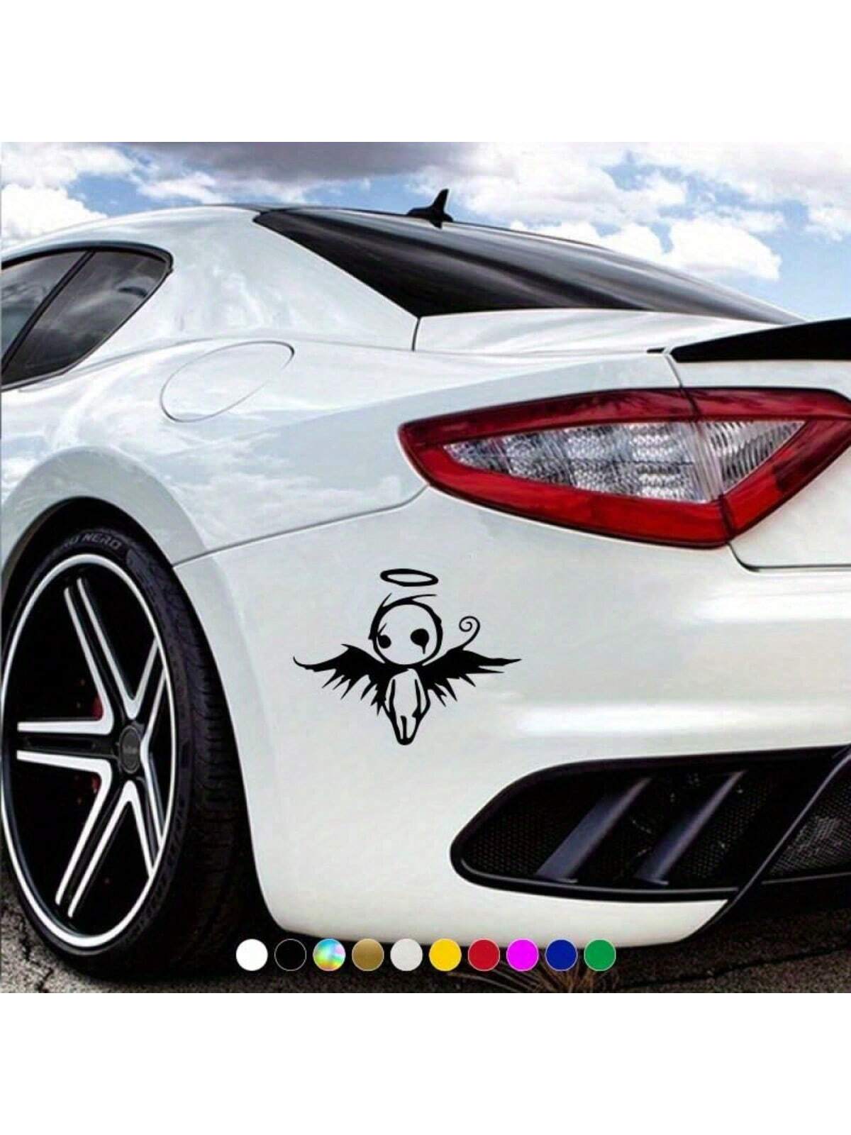 1pc Gothic Angel & Fallen Angel Car Sticker, Semi-Glossy PVC Material, Elegant Vehicle Decal For Personalization