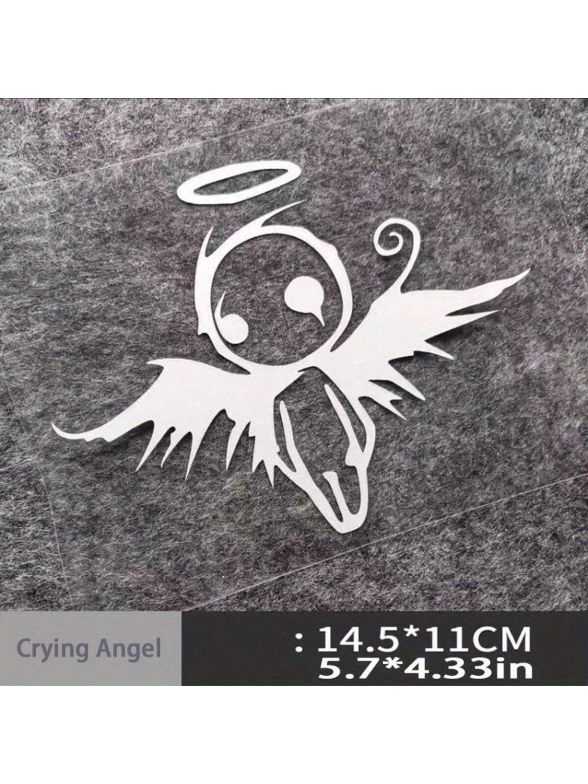 1pc Gothic Angel & Fallen Angel Car Sticker, Semi-Glossy PVC Material, Elegant Vehicle Decal For Personalization